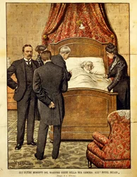 Giuseppe Verdi mourant, illustration par Achille Beltrame. Italie, 20e siècle