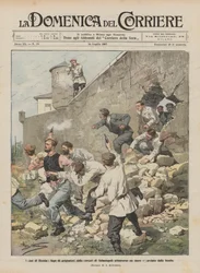 Les événements de Russie, évasion de prisonniers des prisons de Sébastopol à travers un mur déchiré par des bombes