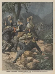 Les drames de la contrebande, un vice-brigadier affrontant seul neuf contrebandiers à la frontière suisse