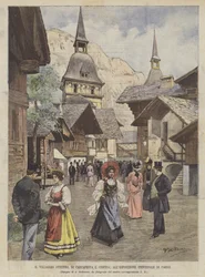 Le village suisse, en carton-pâte et paille, à l