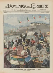 Le lancement du grand cuirassé Roma dans l