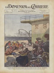 La malheureuse émigration des Italiens au Canada, une scène de leur pénible voyage à bord du Lake Megantic