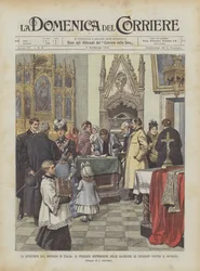 La question du divorce en Italie, le public signe des pétitions contre le divorce dans les sacristies