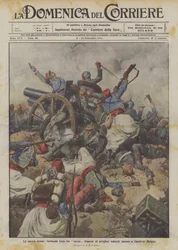Guerre féroce, lutte furieuse entre Turcos français et artilleurs allemands autour de Charleroi (Belgique)