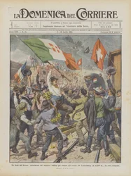 Les fêtes du travail, enthousiasme des mineurs italiens pour le percement du tunnel du Loetschberg ?