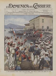 Les flottes internationales occupent Scutari au nom des puissances, débarquement festif des marins