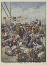 Passagers attaqués par des bateliers bédouins à bord du vapeur italien Perseo en entrant dans le port