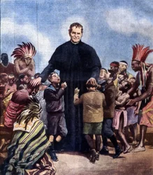 Saint Jean Bosco. Giovanni Bosco, également connu sous le nom de Don Bosco, prêtre italien (1815-1888). Illustration d