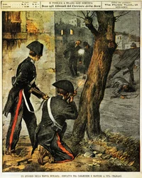 Événement de la mafia sicilienne, Combat entre carabiniers et gangsters de la mafia à Trapani, illustration d