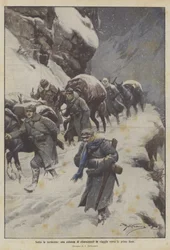 Sous la tempête, une colonne de ravitaillement en route vers les premières lignes