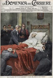 La mort du pape Pie X en 1914. Couverture de la Domenica del Corriere du 30 août