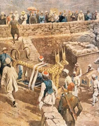 La découverte de la tombe de Toutankhamon par Achille Beltrame, illustration