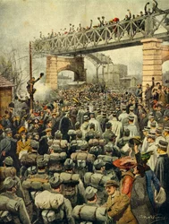 Retour triomphal des troupes italiennes de Libye à Milan, illustrateur Achille Beltrame, de La Domenica del Corriere, 26 janvier 1913