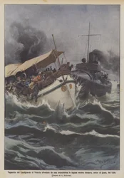 Vaporetto du Grand Canal de Venise coulé par une torpille en lagune alors qu