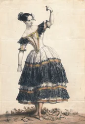Fanny Elssler en Florinda dans la danse La Cachucha, ballet Le Diable boiteux