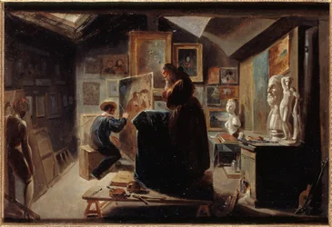 Pose du modèle, vers 1838 (huile sur papier sur toile)