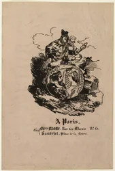 Portrait en médaillon de Faust et Marguerite, feuille d