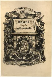Médaillon portrait de Goethe, page de titre de Faust