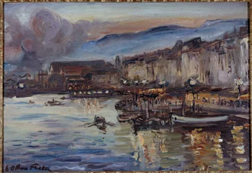 Vue du port de Toulon au 20e siècle