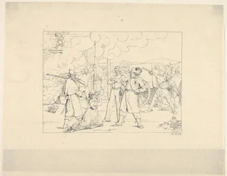 Hommes vaillants qui se battent avec Siegel des gravures de guerre confédérées, 1861-63