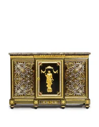 Cabinet latéral Louis XVI, commandé par le Marchand-Mercier Claude-François Julliot, incorporant des panneaux de marqueterie Louis XIV, c.1775-1800