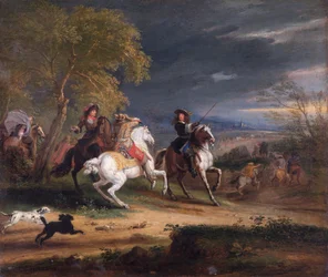Généraux français arrivant devant une ville, 1678