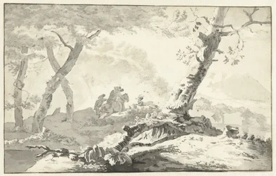 Chasse au cerf dans un paysage montagneux