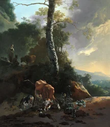 Paysage avec bœuf enragé