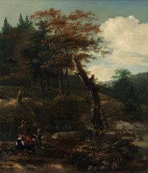 Paysage boisé avec voyageurs, fin des années 1640