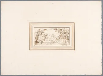 Paysage fluvial avec le mur d