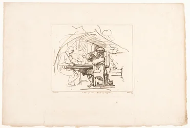 Deux hommes à une table, l