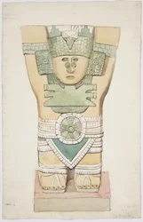 Caryatide III, chambre extérieure, Temple supérieur des Jaguars (Temple A), Chichen Itza, Mexique