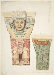Caryatide IX, montrant les vues de face et de dos (vue de dos à plus petite échelle)