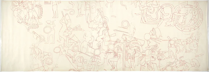 Mur sud, Temple Supérieur des Jaguars, Chichen Itza, Mexique Quartier nord central