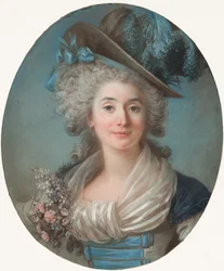 Une noble dame à la mode portant un chapeau à plumes