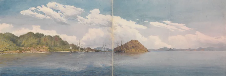 Taboga, baie de Panama - Îles de Perico, colline sur Panama, etc. au loin, mars 1850