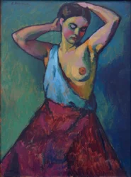 Fille en jupe rouge