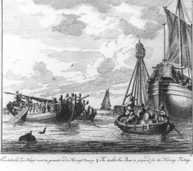 «Un double bateau de mer est équipé pour la pêche au hareng» (n° 6 de la série Pêche au hareng)