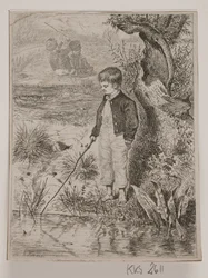 Un garçon pêchant