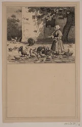Dans la basse-cour. N° 11 de Chr. Winther et M. Rørbye, "25 Images pour petits enfants"