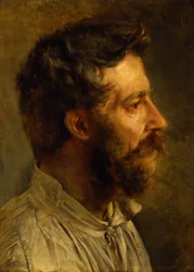 Tête de travailleur barbu de profil