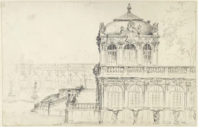 Vue du petit côté du Salon mathématique et physique et de la longue galerie orientale du Zwinger à Dresde