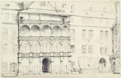 Le côté nord de la grande cour du château de Dresde