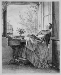 La couturière endormie à la fenêtre (Emilie, sœur de Menzel)