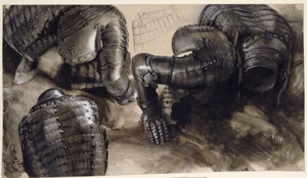 Trois cuirasses gisant au sol