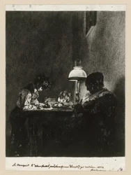 Une famille près de la lampe