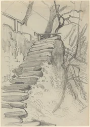 Escalier en pierre dans un jardin