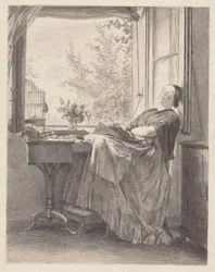 Couturière dormant près de la fenêtre (Emilia, sœur de Menzel, plus tard Mme Krigar).