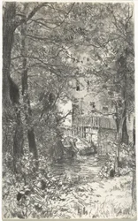 Paysage avec une lavandière