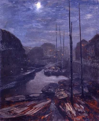 Clair de lune sur la Friedrichsgracht dans le vieux Berlin